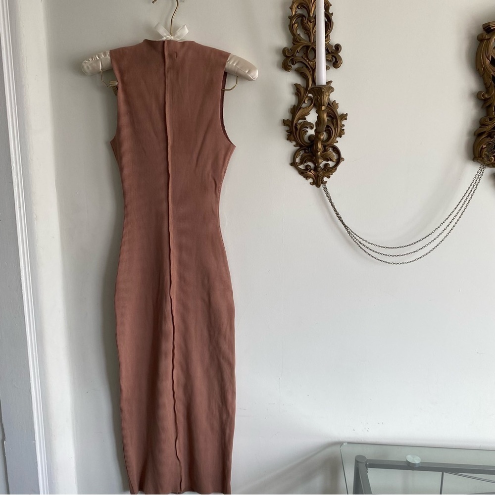 NAKED WARDROBE TAN RIBBED MIDI DRESS - Picture 6 of 12